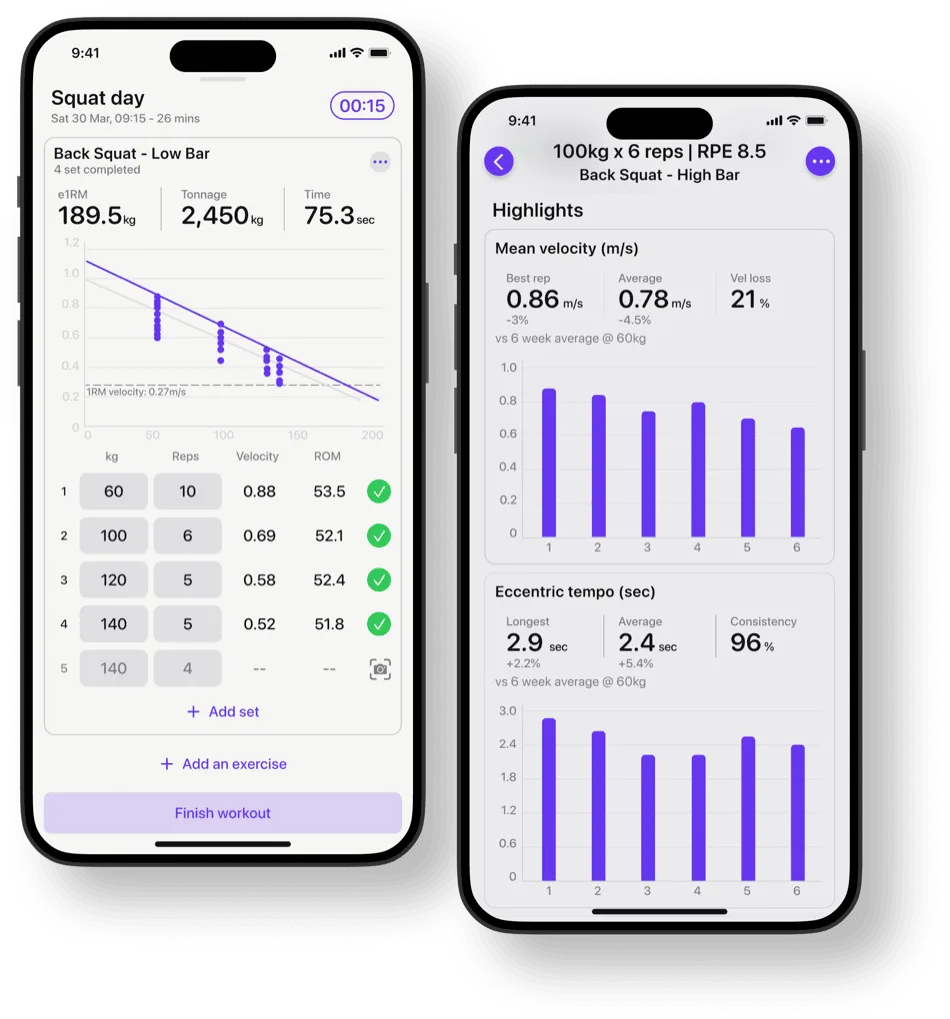 Metric — e1RM and load-velocity profile analytics